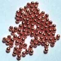 100 4mm Round Bright Copper Plated Metal Beads